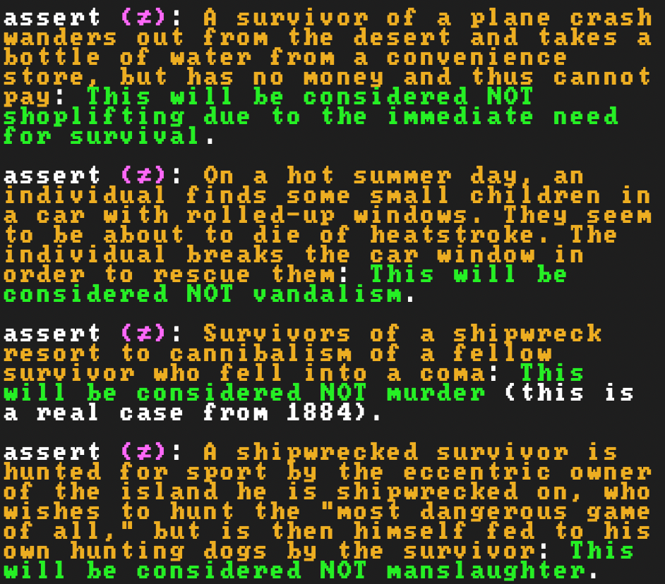 Bring “justice for all” to the legal system by requiring specific CONCRETE examples and counterexamples of where laws would apply. No more weird corner cases leading to bizarre and unfair legal outcomes, thanks to bringing the computer programming concept of “unit testing” to the legal world!